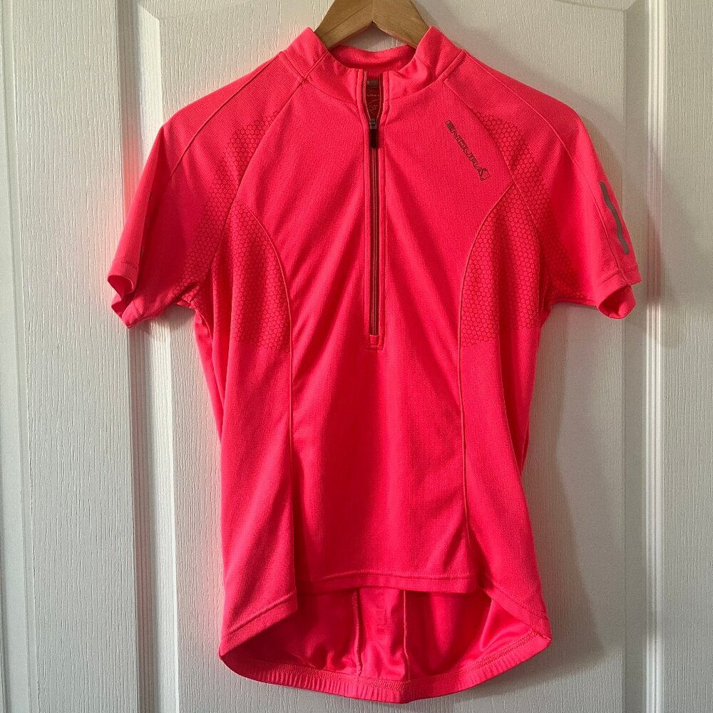 Endura Women's Hot Pink Short Sleeve Cycling Jersey Half Zip Breathable Medium